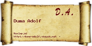 Duma Adolf névjegykártya